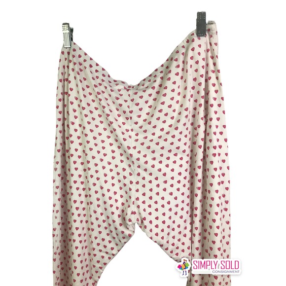 Roller Rabbit Women's Hearts Pajama‎ Set Loungewear White Pink Cotton Stretch XL - Picture 6 of 15